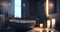 Ai generated cozy bathroom with warm candlelight and a luxurious bathtub