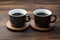 Ai generated cups of freshly ground brewed black coffee in stylish plain mugs.