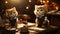 AI-Generated: Cute Little Kittens Working as Lawyers with Books on Table in Room