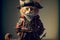 Ai generated. Cute pirate cat with a hat called tricorn or tricorne 3d character and a costume