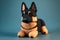 AI generated a cute plush toy of a kawaii-style German Shepherd Dog.