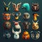 ai generated cute various funny avatar animal head