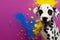 Ai generated digital art of a hyper-realistic dalmatian dog on a colorful background