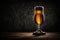 AI generated of draft and craft beer in tall glass by back light at black background