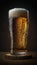 AI generated of draft and craft beer in tall glass by back light at black background