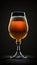 AI generated of draft and craft beer in tall glass by back light at black background