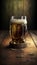 AI generated of draft and craft beer in tall glass by back light at black background