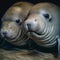 AI generated Dugongs posing for a portrait shot together