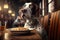 AI generated English pointer dog  in dog friendly restaurant