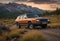 Ai generated, Exploring the Rockies, AMC Eagle Wagon Adventure