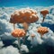 AI generated Fantasy clouds in the blue sky in the shape of jellyfish
