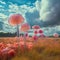 AI generated Fantasy clouds in the blue sky in the shape of jellyfish