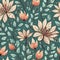 AI generated Firefly seamless pattern flowers and branches