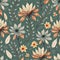 AI generated Firefly seamless pattern flowers and branches