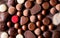 Ai Generated, Generative Ai, high angle view various kind of colorful chocolate cacao candies, mixed flavor, bitter and milk and