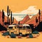 AI Generated. Generative AI. Vintage Retro camper rv home truck. Adventure trip journy motivational poster. Can be used for