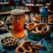 AI generated German pretzel and glasses of beer