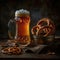 AI generated German pretzel and glasses of beer