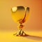 ai generated gold colored trophy against yellow background