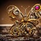 AI-generated golden steampunk clockwork butterfly