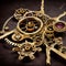 AI-generated golden steampunk clockwork gears