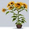 Ai generated green leaf yellow sunflowers flower branch