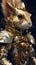 AI generated guardian squirrel with protective metal silver and golden armor