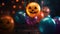 AI generated Halloween balloons in the dark. Bokeh on background