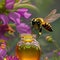 AI generated honey bee with honey jar