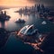 Ai generated an iconic landmark: the Sydney Opera House from an aerial perspective