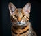 AI generated illustration of an adorable Bengal cat with a black background