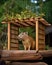 AI generated illustration of an adorable capybara in a wooden structure