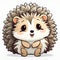 AI generated illustration of an adorable cartoon brown hedgehog