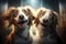 AI generated illustration of an adorable family of dogs smiling and looking directly at the camera
