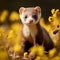 AI generated illustration of an adorable ferret amid a picturesque autumn landscape