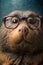 AI generated illustration of an adorable otter's face wearing glasses