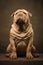 AI-generated illustration of An adorable sable shar pei dog on a flat surface