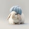 AI generated illustration of an adorable white rabbit with a stylish knitted hat perched on its head