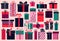 AI generated illustration of an adorned pink background with white dots and colorful gifts