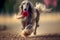 AI-generated illustration of an Afghan Hound running with a rose in its mouth