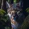 AI generated illustration of an African golden cat in the lush tropical forest
