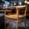 AI generated illustration of an antique wooden chair on a polished wood floor in a lit environment