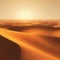 AI generated illustration of An arid desert landscape with rolling sand dunes