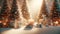 AI generated illustration of An array of Christmas  decorations with a blurry background