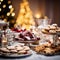 AI generated illustration of an array of festive Christmas cookies and pastries on a table