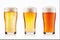 AI generated illustration of assorted glasses of pale beer on a white background