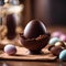 AI generated illustration of Assorted vibrant chocolate eggs with a rich brown shell