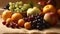 AI generated illustration of an assortment of fresh ripe fruits