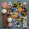 AI generated illustration of an assortment of various candies and chocolates