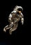 AI generated illustration of an astronaut in a full space suit floating in the depths of space